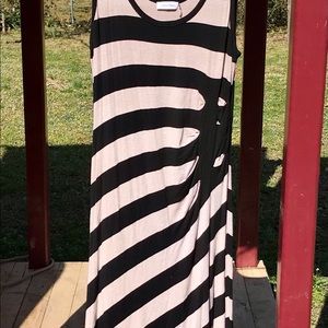 Calvin Klein Striped Crew Neck Maxi Dress Size L